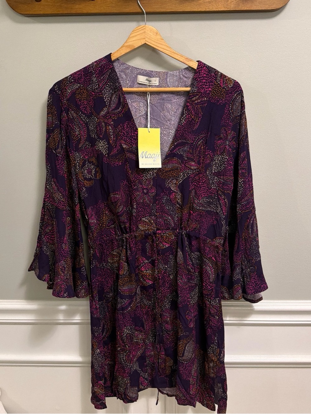 Maaji Purple Paisley V-Neck Babydoll Coverup